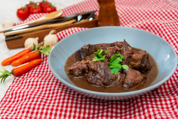 Homemade Beef cheek with wine sauce
