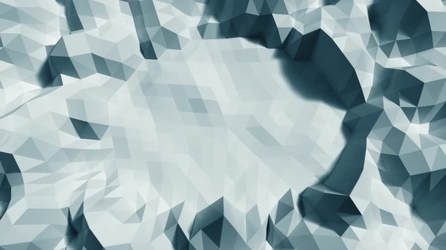 Low poly Background loop with center blank space, seamless loops, 4k UHD. ice white top view