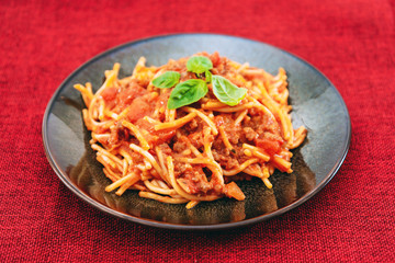 tasty pasta Italian tomato sauce pasta on the table