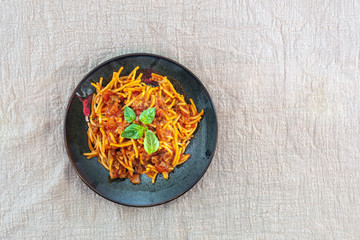 tasty pasta Italian tomato sauce pasta on the table