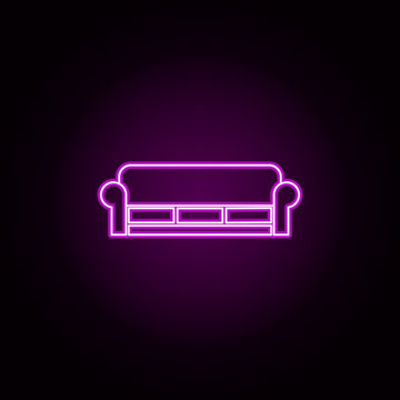 three seater sofa neon icon. Elements of furniture set. Simple icon for websites, web design, mobile app, info graphics