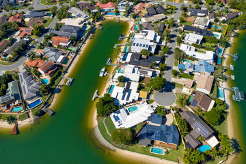 Waterfront homes on the sunny Gold Coast suburb of Broadbeach Waters