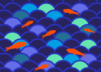 s Japanese style background. Water curve texture. Wave elements. Vector pattern. pring_flow1