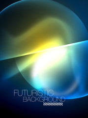 Blue neon bubbles and circles futuristic abstract background