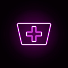 nurse cap neon icon. Elements of hospital set. Simple icon for websites, web design, mobile app, info graphics