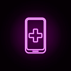 Obraz premium mobile phone doctor neon icon. Elements of hospital set. Simple icon for websites, web design, mobile app, info graphics