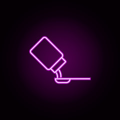 cough syrup neon icon. Elements of hospital set. Simple icon for websites, web design, mobile app, info graphics