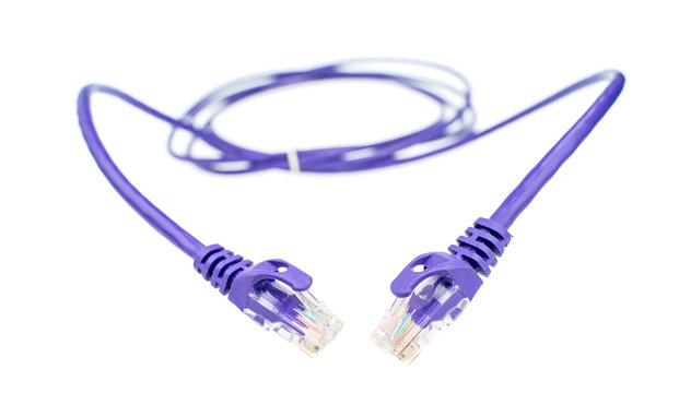 Purple Network Cables Isolated On White Background