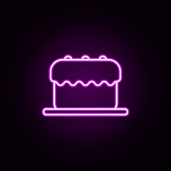 cake neon icon. Elements of restaurant set. Simple icon for websites, web design, mobile app, info graphics