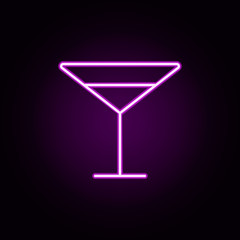 cocktail glass neon icon. Elements of restaurant set. Simple icon for websites, web design, mobile app, info graphics