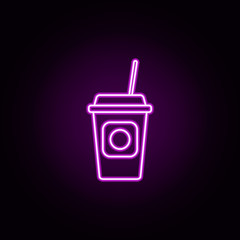 plastic cup with coffee neon icon. Elements of restaurant set. Simple icon for websites, web design, mobile app, info graphics