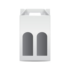 White folding package vine bottle Template. Vector Illustration of Gift craft Box for Design, Website, Background, Banner. Front view