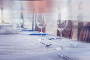 table setting restaurant / cutlery on a table in a cafe, the concept of beautiful food, European style