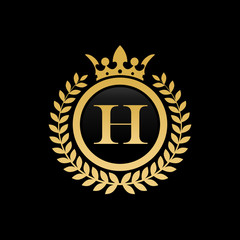 H initial royal crown logo