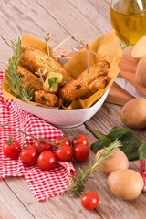 Potato croquettes with spinach and mozzarella.