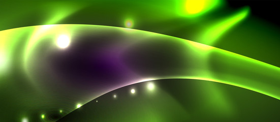Glossy glowing neon light wave background