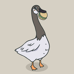 Goose and burger. Illustration