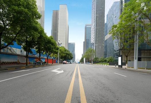 The Expressway And The Modern City Skyline Are In Chongqing, China.