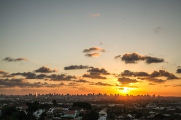 sunset over the city