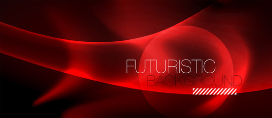 Neon color wave lines abstract background, magic techno futuristic light