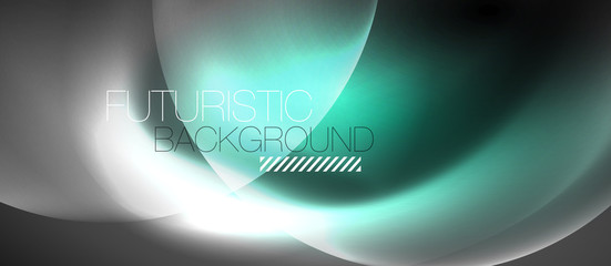 Shiny neon color light with circles abstract background