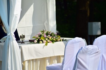 Wedding ceremony in a beautiful garden