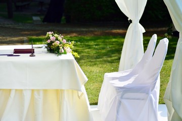 Wedding ceremony in a beautiful garden