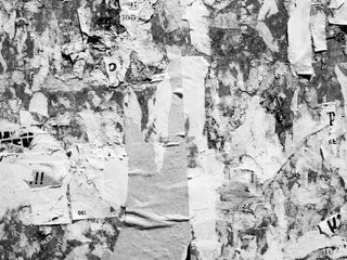 Fototapeta na wymiar Vintage Old Scratched advertising Grunge walls billboard torn poster paper, urban texture Abstract Frame Background Creased Crumpled Creative Design graphic