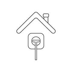 Vector icon concept of plug plugged into outlet under roof.