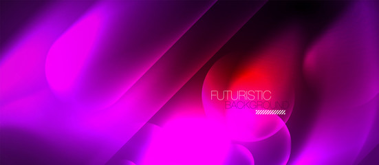 Neon glowing techno lines, blue hi-tech futuristic abstract background template
