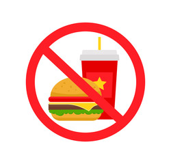 Fast food danger label. Vector illustration.