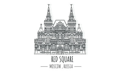 Obraz premium Hand drawn famous landmark vector of Red Square,Moscow,Russia.