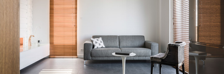 Interior with wooden blinds