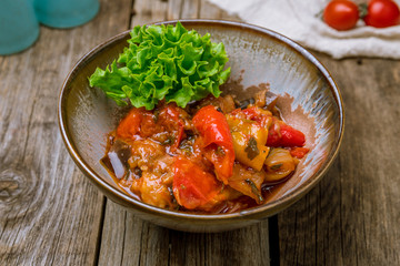 ajapsandali georgian kitchen on wooden background