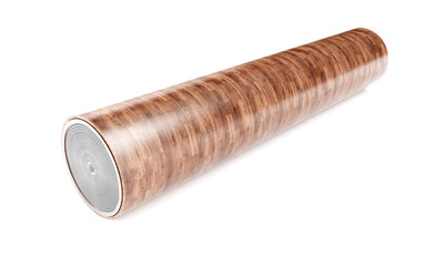 rolls of linoleum with wood texture. 3d illustration