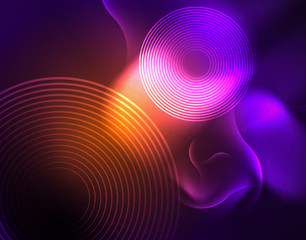 Shiny metallic neon waves vector design
