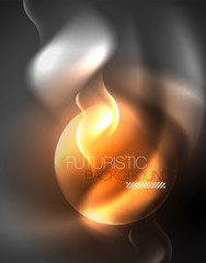 Shiny metallic neon waves vector design