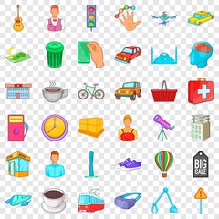 Traffic icons set. Cartoon style of 36 traffic vector icons for web for any design