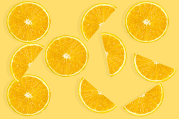 Creative summer pattern made of oranges  on pastel background. Fruit minimal concept. 