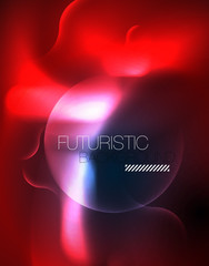 Neon glowing wave lines, blue hi-tech futuristic abstract background template