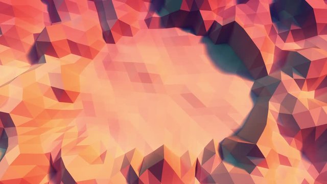Low poly Background loop with center blank space, seamless loops, 4k UHD. warm color top view