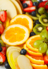 Fresh fruits and berries close up.