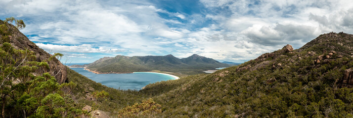Freycinet National Park - Wineglass Bay Lookout Panorama. Tasmania.