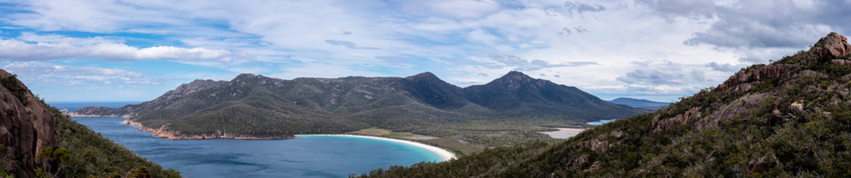 Freycinet National Park - Wineglass Bay Lookout Panorama. Tasmania.