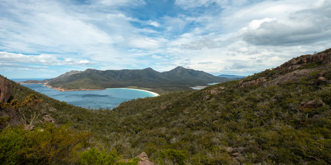 Freycinet National Park - Wineglass Bay Lookout Panorama. Tasmania.