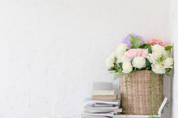 bouquet of flowers on wooden table