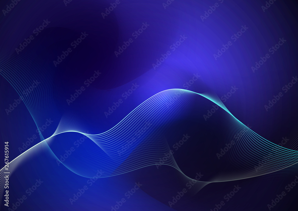 Fototapete vector illustration smooth lines in dark blue color background. hi tech digital technology concept. 