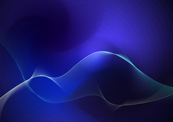 Vector illustration smooth lines in dark blue color background. Hi tech digital technology concept. Abstract futuristic, shiny lines background