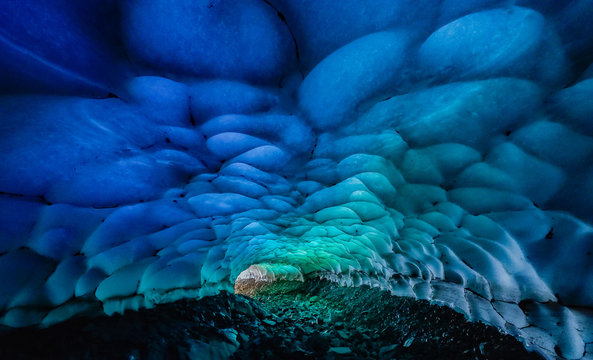 Blue ice cave in Patagonia
