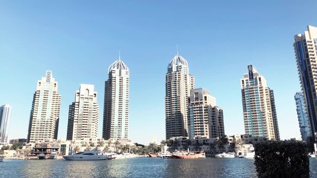 UAE/DUBAI - 20 DEZ 2018 - Set of skyscrapers at Dubai Marina terrace. UAE